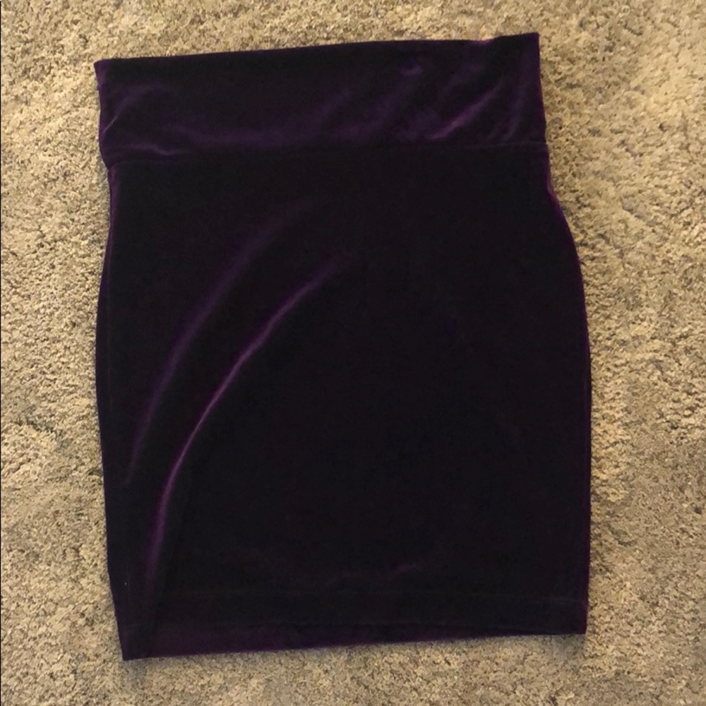 Pacsun purple velvet high waisted mini skirt